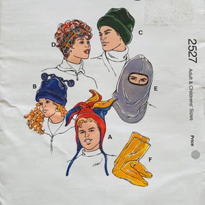 Sewing Pattern Kwik Sew 2527 Adult Children Hats Balaclava Jester Hat Socks - XS-S-M-L-XL - Uncut Factory Folds - Envelope Has Wear