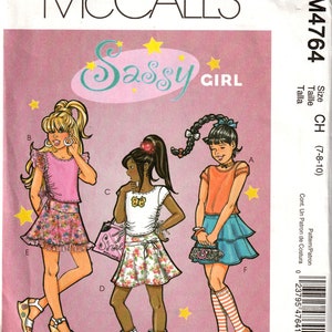 Sewing Pattern McCalls M4764 Girls&#39; Top & Skirts, Size 7-10, Uncut