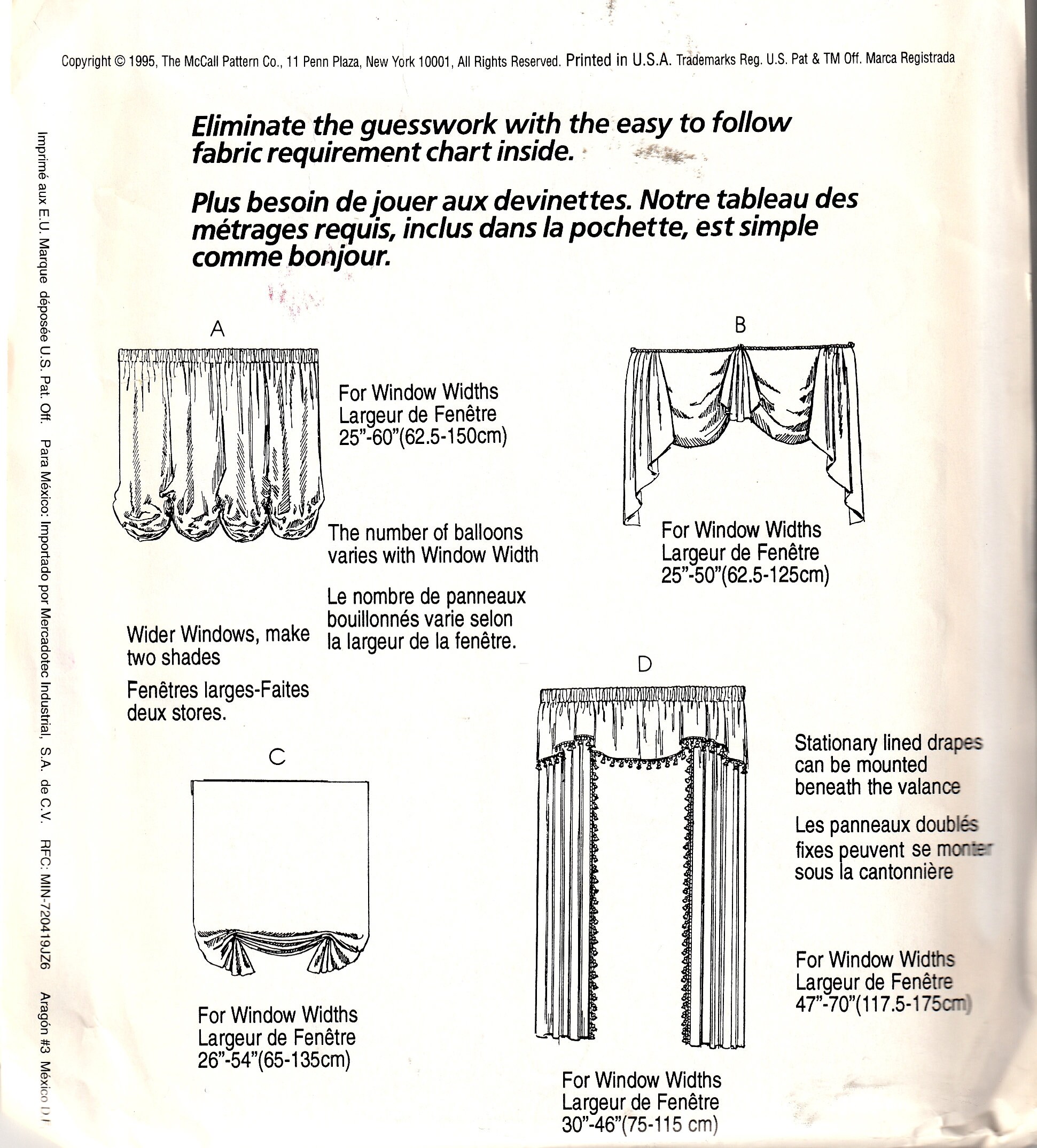 Sewing Pattern Mccalls 682 Window Treatments, One Envelope, Uncut - Etsy