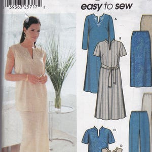 Symönster Simplicity 7168 Damklänning, Topp, Kjol, Byxor & Knytbälte - Storlek 18w-24w Oklippt