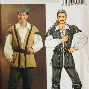 Sewing Pattern Butterick 4574 Men’s Pirate Robin Hood Costume Bust 34-36, 38-40, 42-44” Size S-M-L Uncut - Envelope has Shelfwear