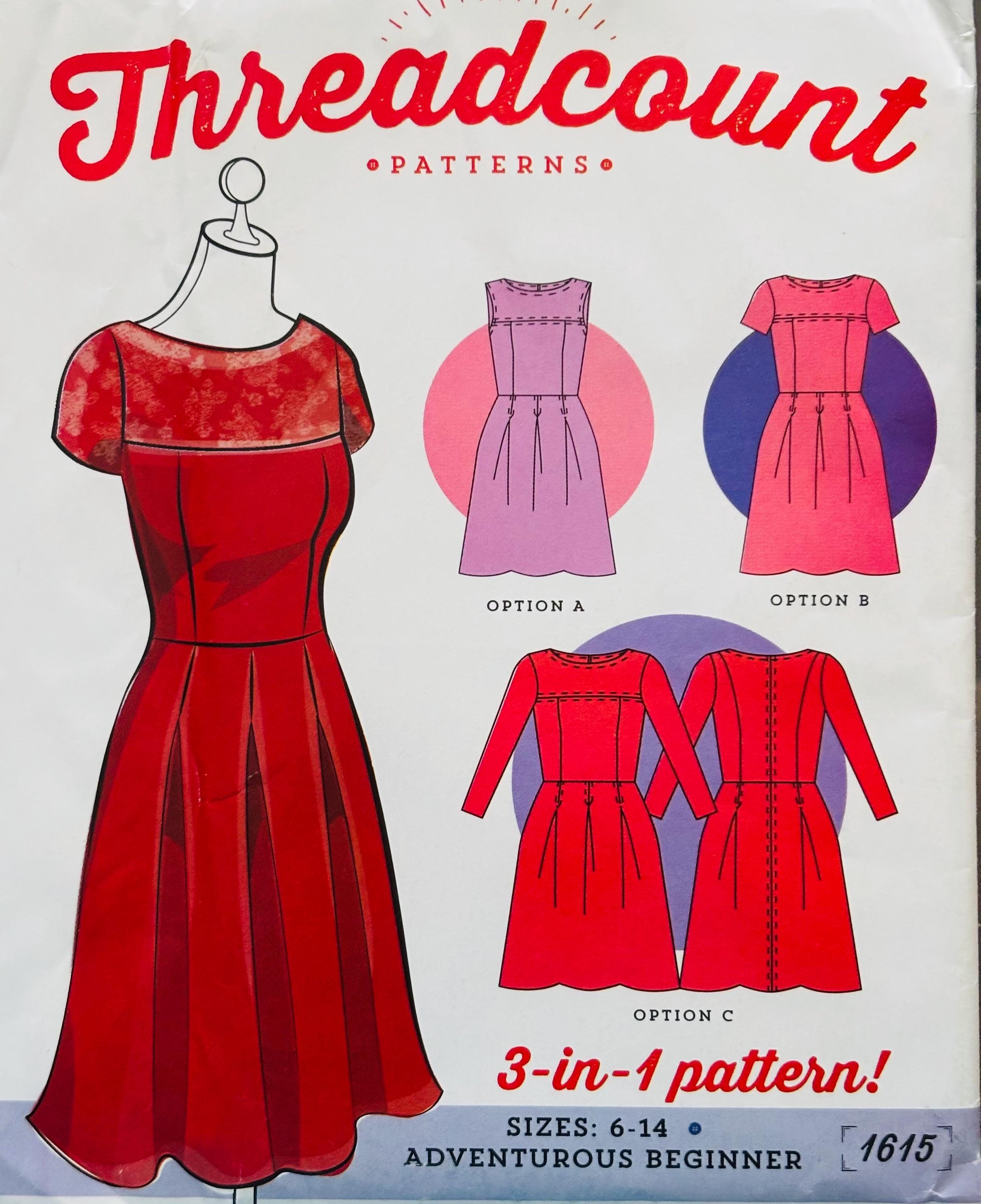 Sewing Pattern Threadcount Patterns 1615 Women's Inverted Pleat Dress 3 ...