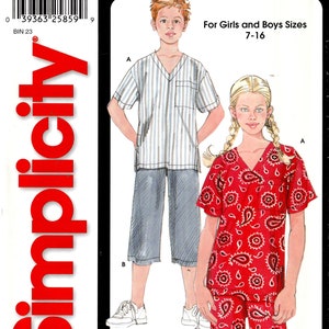 Schnittmuster Simplicity 5991 Kindertop & Hose, Größe 7-16, Ungeschnitten