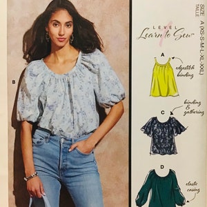 Sewing Pattern McCall’s 8242 Women’s Tops - Size XS-S-M-L-XL Bust 29.5-30.5, 31.5-32.5, 34-36, 38-40, 42-44,46-48” - Uncut Factory Folds