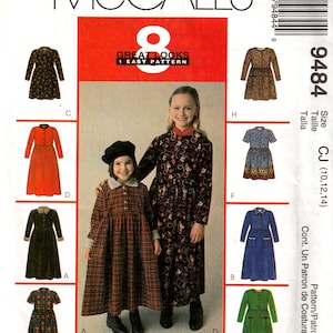 Sewing Pattern McCalls 9894 Vintage Girls&#39; Dress, Size 10-14, Uncut