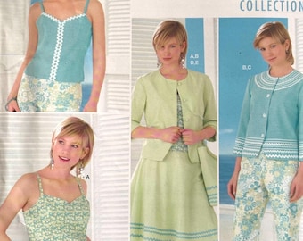 Sewing Pattern Simplicity 4554 Women's Top, Jacket, Skirt, Capri Pants & Bag Size 12-14-16-18 - Bust 34-36-38-40” Uncut Factory Folds