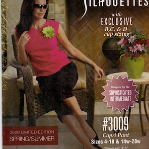 Sewing Pattern Silhouette 3009 Womens Capri Pants Size 4-18 & 14W-28W Uncut
