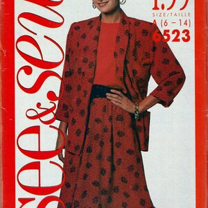 Sewing Pattern See&Sew 6523 Womens&#39; Jacket, Top and Skirt, Size 6-14, Uncut
