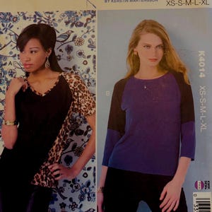 Wykrój do szycia Kwik Sew 4014 Luźny damski sweter typu top z rękawami typu raglan – Tylko dzianiny elastyczne – Rozmiary XS-S-M-L-XL, bez rozcięcia