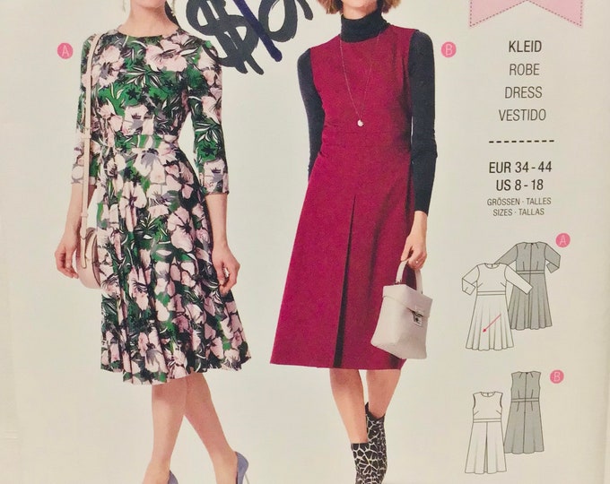 Patron Burda 6297 Pour Robe Avec Ou Sans Manches - Tailles 36 à 46, Occasion (copie Couleur)