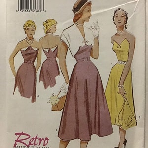 Sewing Pattern Butterick 6633 Women&#39;s Strapless Dress Bolero & Belt - Size 6-8-10 Bust 30.5- 31.5-32.5” - Uncut Factory Folds