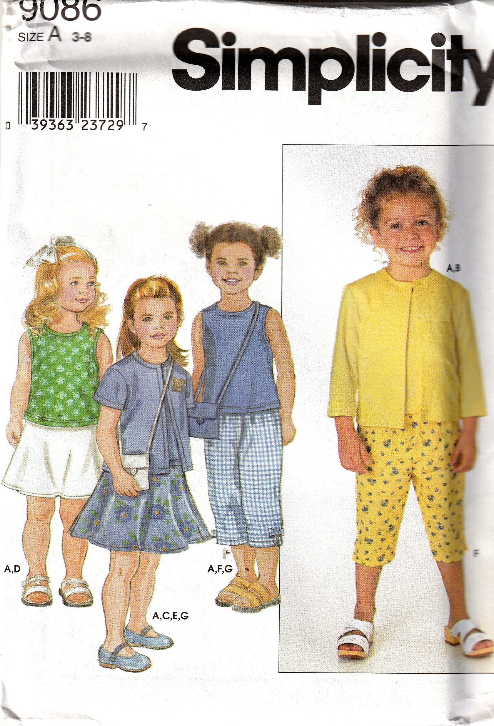Sewing Pattern Simplicity 9086 Vintage Children's Outfits, Size 3