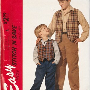 Sewing Pattern McCalls 7205 Children&#39;s and Boys Lined Vest, Shirt and Pants, Size 7,8,10,12,14, Uncut
