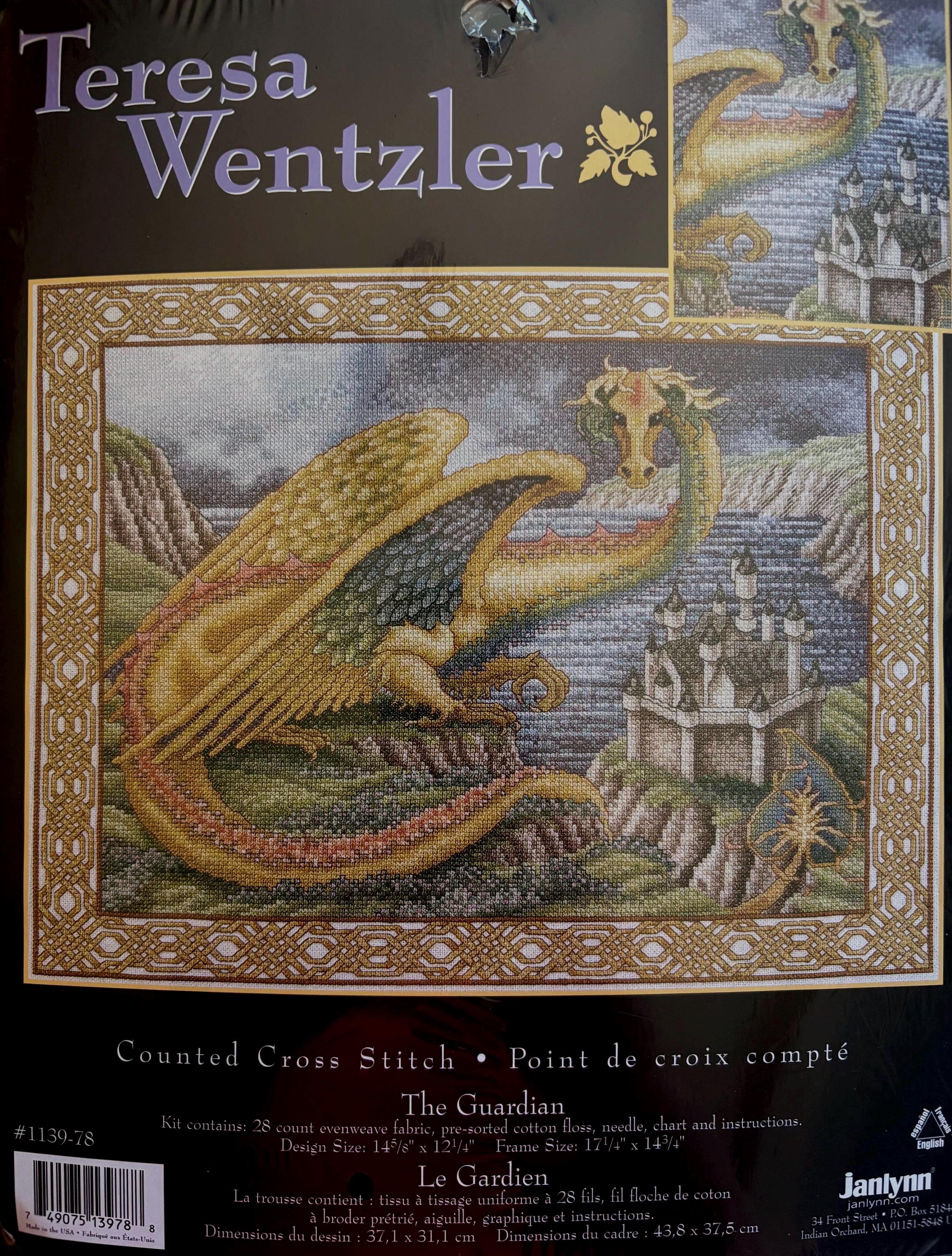 クロスステッチ　絶版洋書　テレサ・ウェンツェラー Teresa Wentzler Cross Stitch Kit - the Guardian - Design Size 14 5