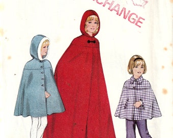 Sewing Pattern Style 3903 Vintage Girls' Cape, Size 10, Uncut