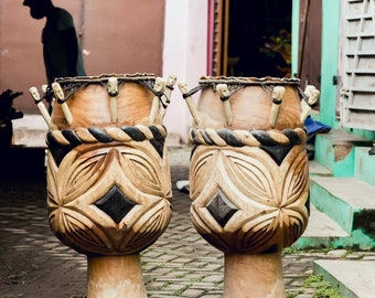 African Drums Large Twin Drum Set-"Heart Beat of Africa"