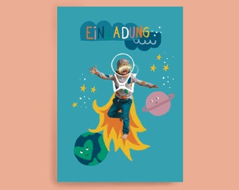 Personalisierte Illustration - Einladung Kindergeburtstag - Geschenk - Geburtstagsillustrarion - Digitale Illustration