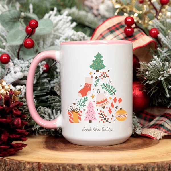 Deck the halls mug, Christmas Mugs, coffee mug, Holiday mug, Christmas gift, hot chocolate mug, Holiday gifts, FaLaLaLaLa, Christmas cheer