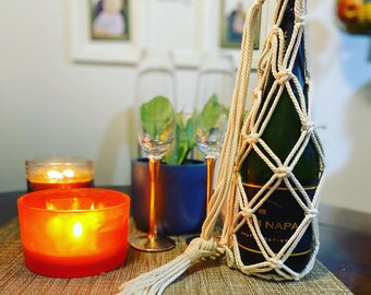 Macrame Wine Bottle Holder - Water Bottle Sling