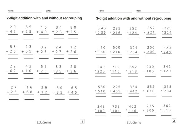 addition worksheets 2 and 3 digit addition maths activities etsy australia