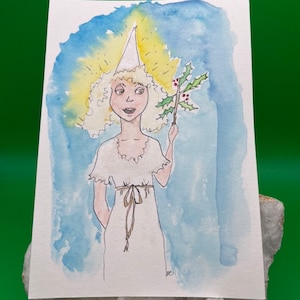 Ghost of Christmas Past Aquarell Postkarte - Weihnachtsgruß - Original Kunst - Dickens Weihnachtslied