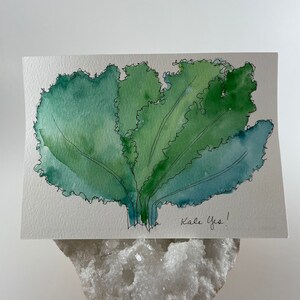 Aquarelle de chou frisé - Jeu de mots - Carte postale - Salutations végétales