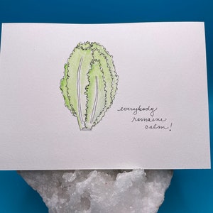 Carte postale aquarelle laitue romaine - laitue romaine - tout le monde calme Romaine - calembour végétal