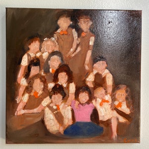 Brownie Troop Original Oil Painting - Girl Scout - Modern Art