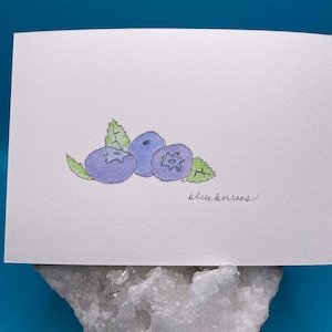 Carte postale aquarelle myrtille - myrtilles - oeuvre originale