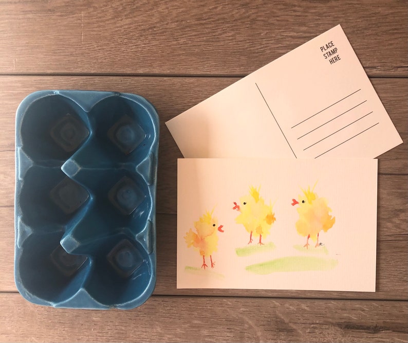Chicks Watercolor Postcard