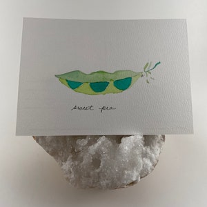 Cartão Postal Aquarela - Ervilha Doce - Saudação Vegetariana - Vegetal Aquarela - Vegetal Primavera