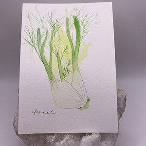 Aquarelle au fenouil - Carte postale au fenouil - Peinture végétale - Salutation végétale