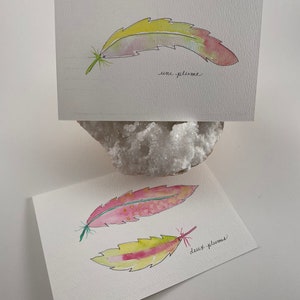 Plumas - Postales en acuarela - Arte original