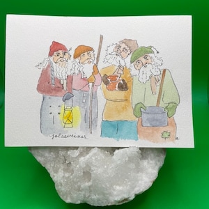 Postal de acuarela de Yule Lads- Postal de Yule Lads - Jolesveinar- Islandic Yule Lads - Acuarela de Navidad - Arte original - Tarjeta de Navidad
