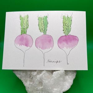 Aquarelle de navets - Voeux de légumes - Cadeau pour les végétaliens