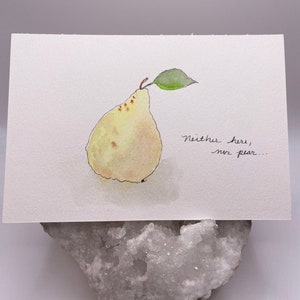 Watercolor Postcard - Pear, here nor pear - Fruit Postcards - Fruit Painting - Fruit Puns - Original Art - Pear Painting