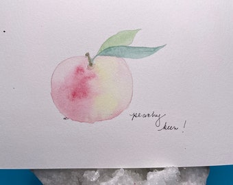 Peach Watercolor Postcard - Fruit Pun - Greeting - Gift for Peach lover