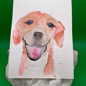 Cartão postal aquarela de cachorro feliz - cartão para amante de cachorro - presente para mãe de cachorro