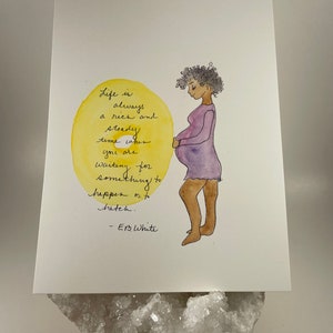Malarstwo ciążowe - przyszła matka - Baby Shower - ciąża - ciężarna matka - prezent - oryginalna sztuka - portret akwarelowy