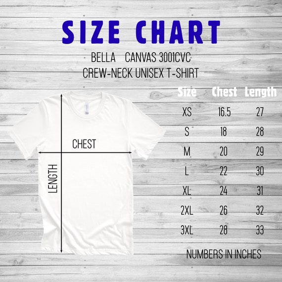 bella canvas sweatshirt size chart