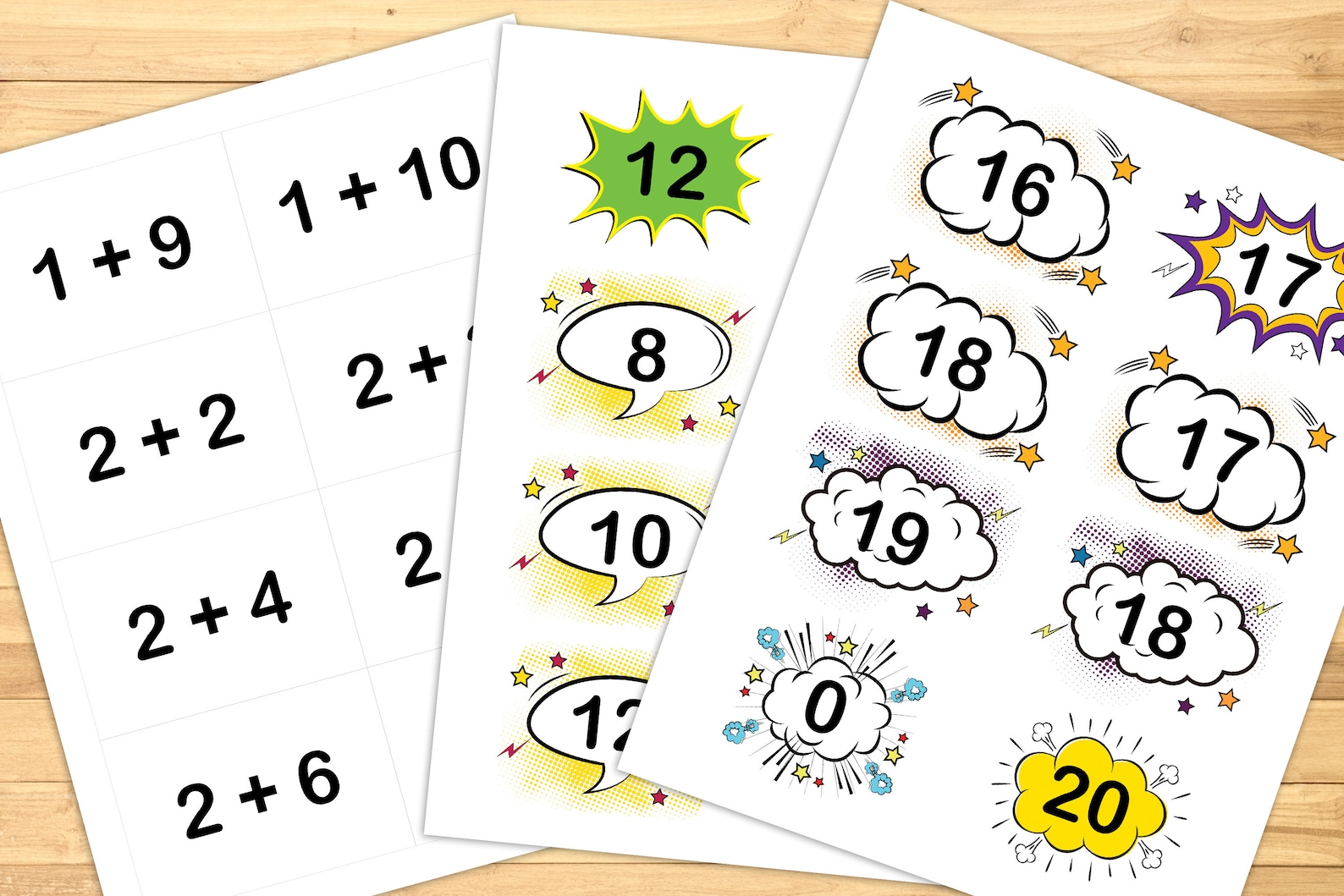 Addition Flash Cards, Math Printable Cards, Addition 0 - 20 ...
