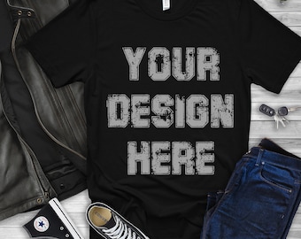 Bella Canvas 3001 T-Shirt Mockup, Black Men's T-Shirt Mockup, Crewneck Shirt Mockup, Unisex T-shirt Mockup, Edgy T-Shirt Mockup, Trending