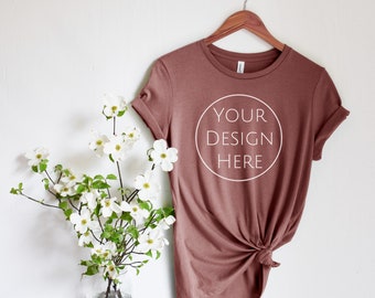 Bella + Canvas 6400 T-Shirt Mockup in Heather Muave, Bella Canvas T-Shirt Mock, Women's Tee Mockup, Heather Muave T-shirt Mock, Heather CVC