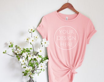 Bella + Canvas 6400 Women’s Relaxed Jersey T-Shirt Mockup, Bella Canvas T-Shirt Mock, Womens Tee Mockup, Airlume Jersey T-shirt Mock, Pink