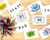 Multiplication Flash Cards, Math Printable Cards, Multiplication 0-12 and 13-15, Times Tables, 3rd and 4th Grade Math, DIY Flash Cards