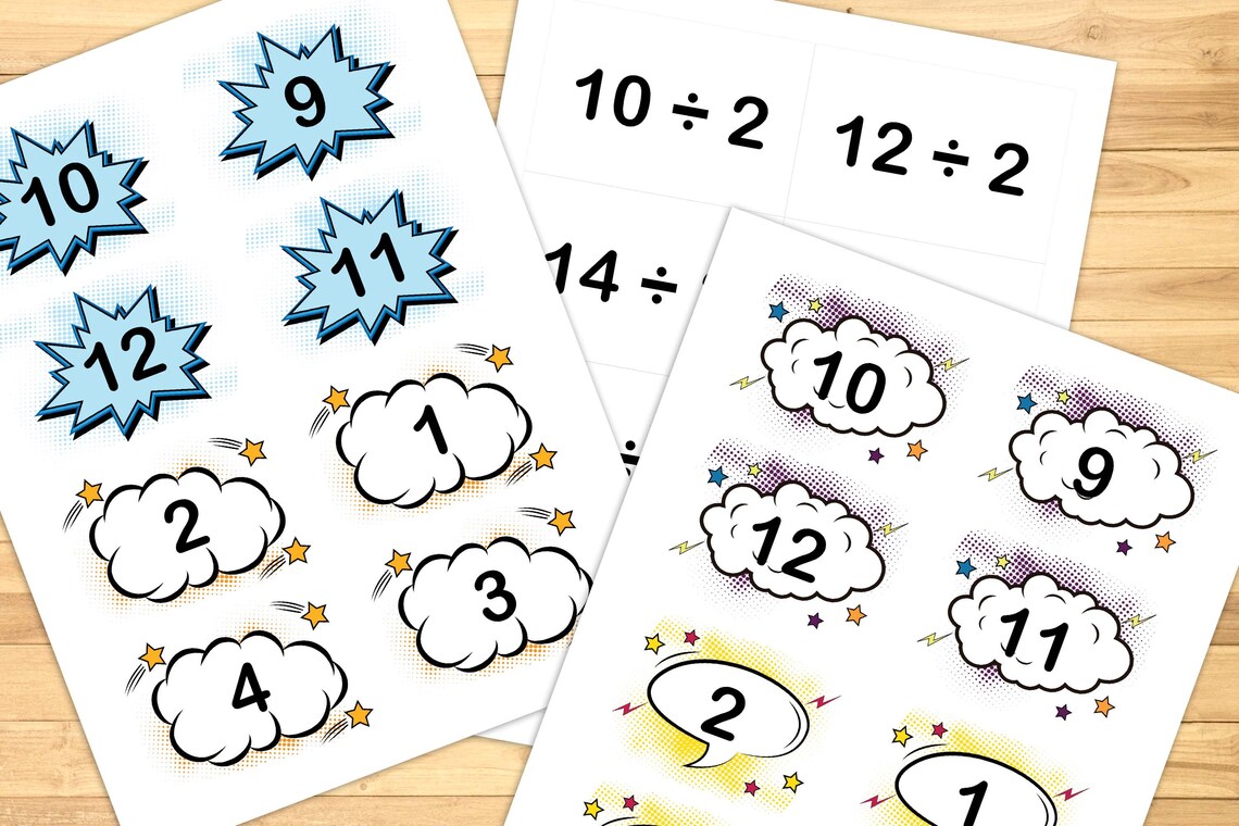 Division Flash Cards Printable Divide by 112 3rd Grade Etsy