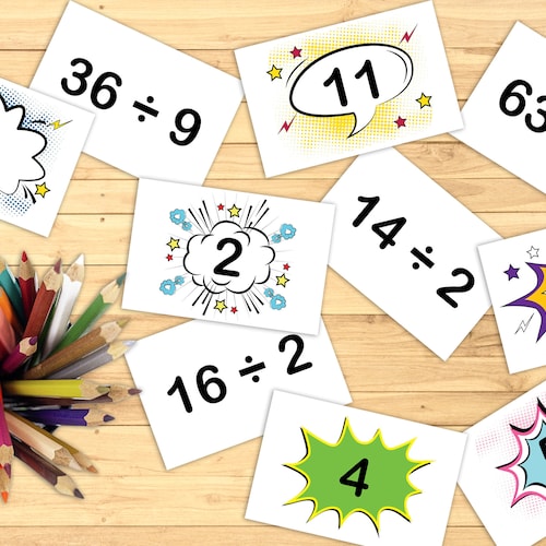 Division Flash Cards Printable Divide by 112 3rd Grade Etsy