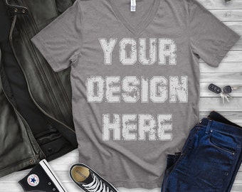 Bella Canvas 3005 Mockup, Mens Shirt Mockup, V-neck Shirt mock Up, Bella Canvas 3005 Heather Gray Tee Mockup, Bella Canvas T-Shirt, Trending