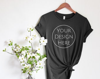 Bella + Canvas 6400 Women’s Relaxed Jersey T-Shirt Mockup, Bella Canvas Dark Grey T-Shirt Mock, Womens Tee Mock, Airlume Jersey T-shirt Mock