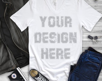 Bella Canvas 3005 Mockup, Mens Shirt Mockup, V-neck Shirt mock Up, Bella Canvas 3005 White Tee Mockup, Bella Canvas T-Shirt, Trending